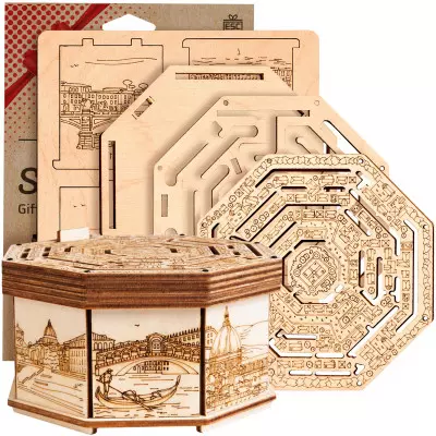 Wooden Secret MAZE BOX, KIT DE PUZZLE 3D À MONTER SOI-MÊME
