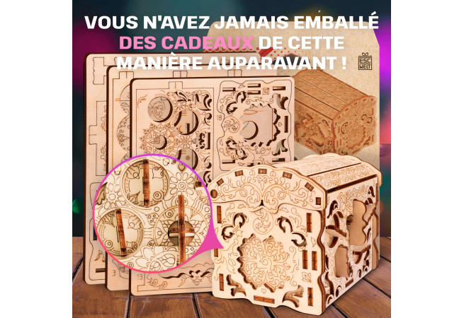 Images et photos de Wooden Secret TREASURE BOX, KIT DE PUZZLE 3D À MONTER SOI-MÊME. ESC WELT.