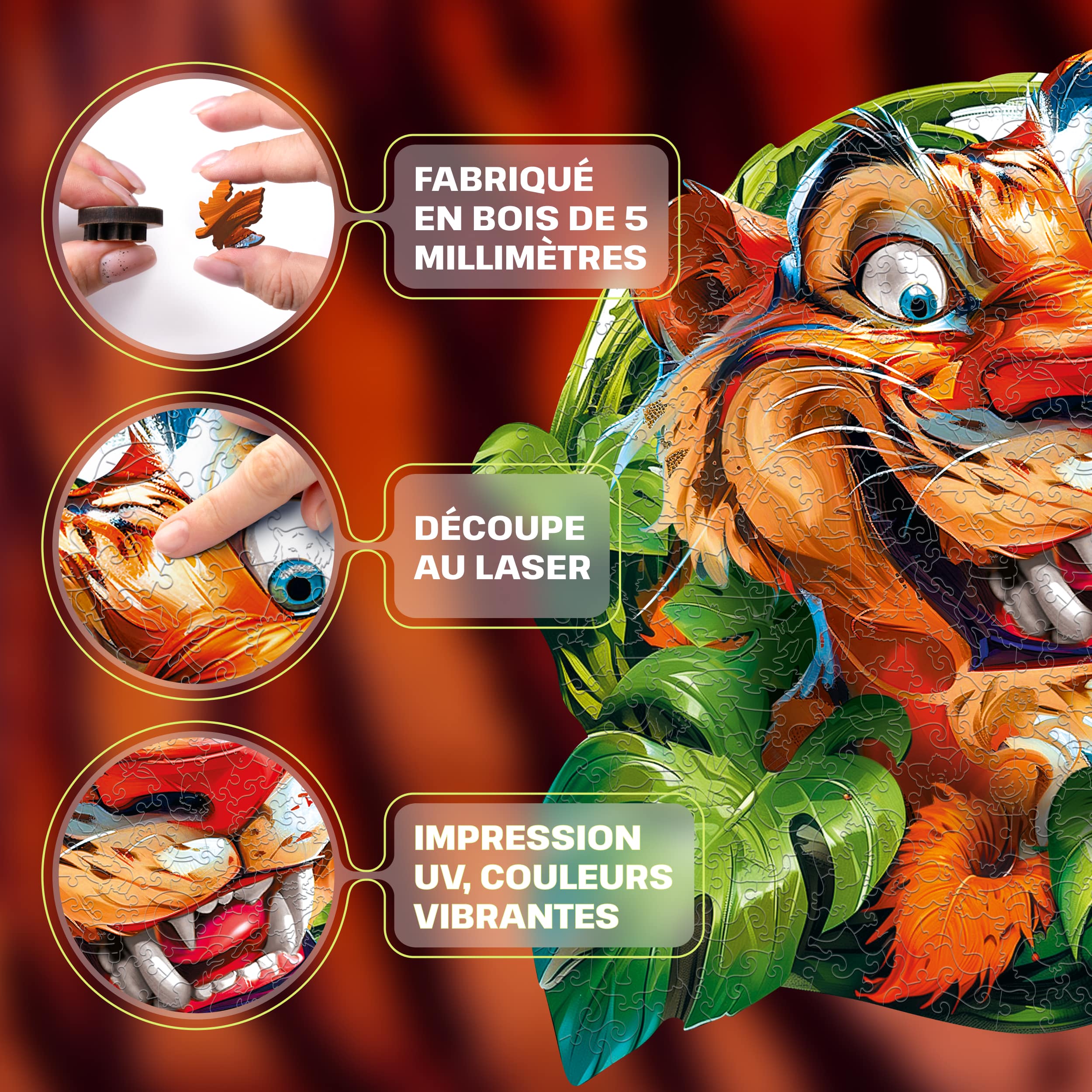 Images et photos de Funny Tiger Puzzle 200 pieces. ESC WELT.