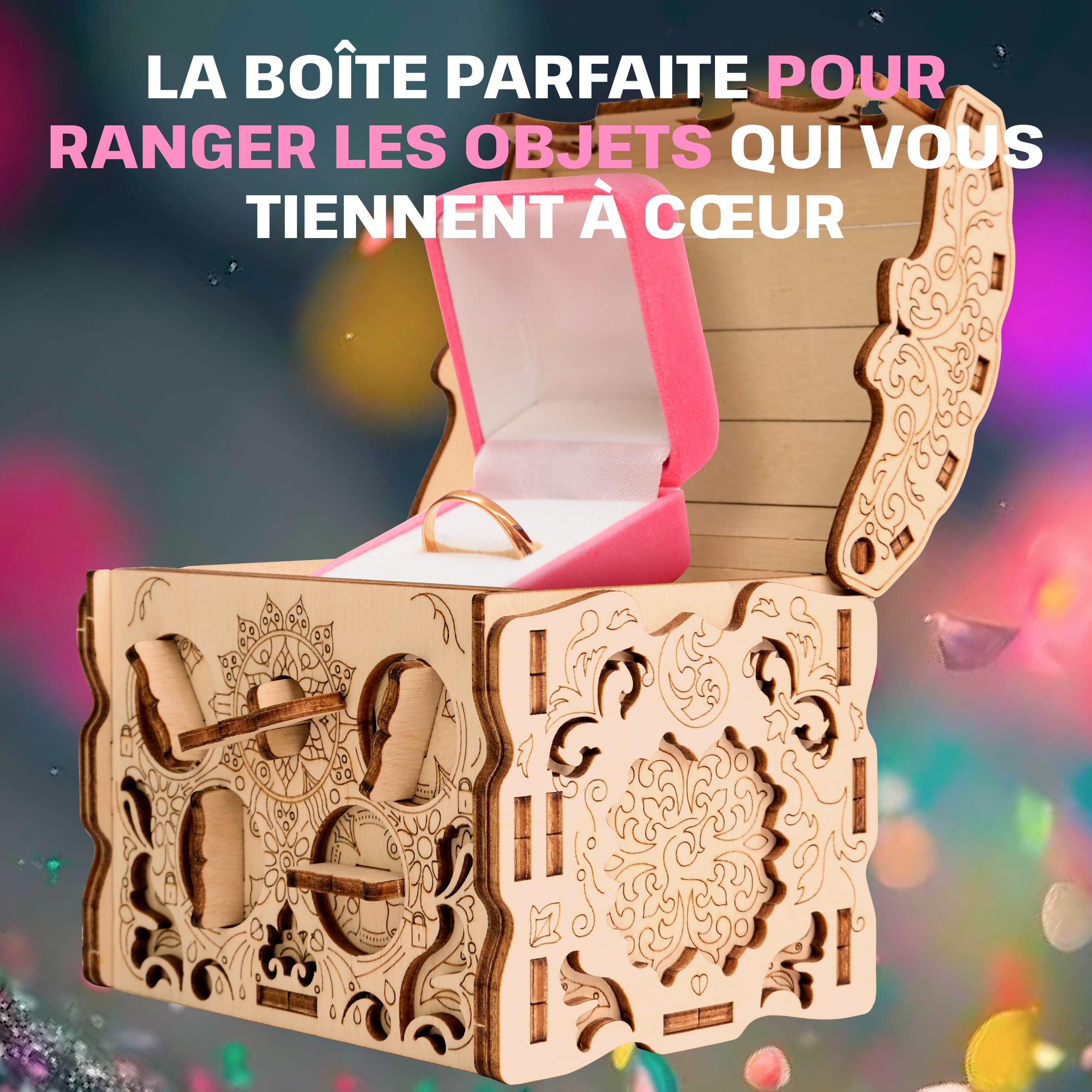 Images et photos de Wooden Secret TREASURE BOX, KIT DE PUZZLE 3D À MONTER SOI-MÊME. ESC WELT.